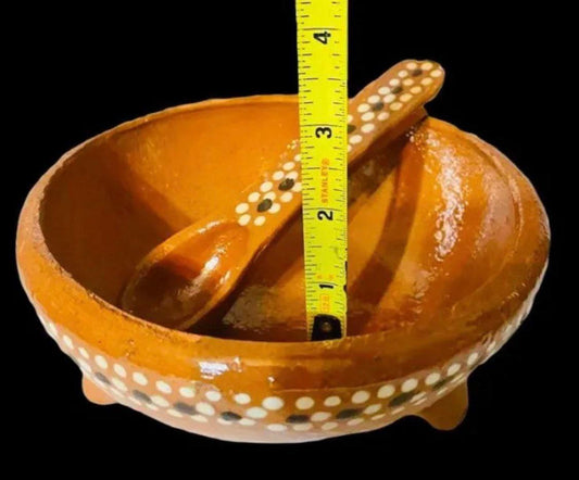 Salsero oh Molcajete De Barro con Cuchara Terracota Salsa Molcajete Clay Bowl with Spoon