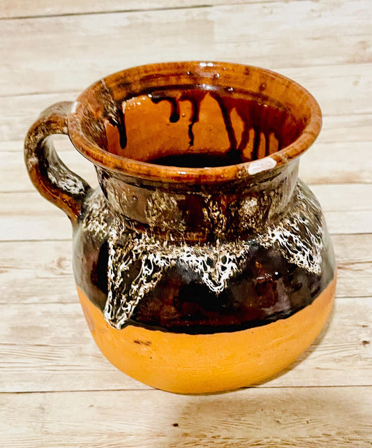 Olla Mexicana de Barro Vidriado Chocolatera Mexican Terra Cota  Hot Chocolote Pot