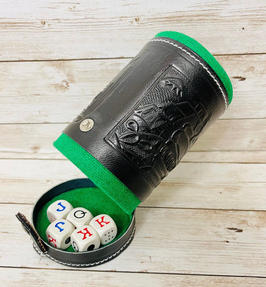 Cubilete Mexicano Poker Dice Cup Leather Engraved