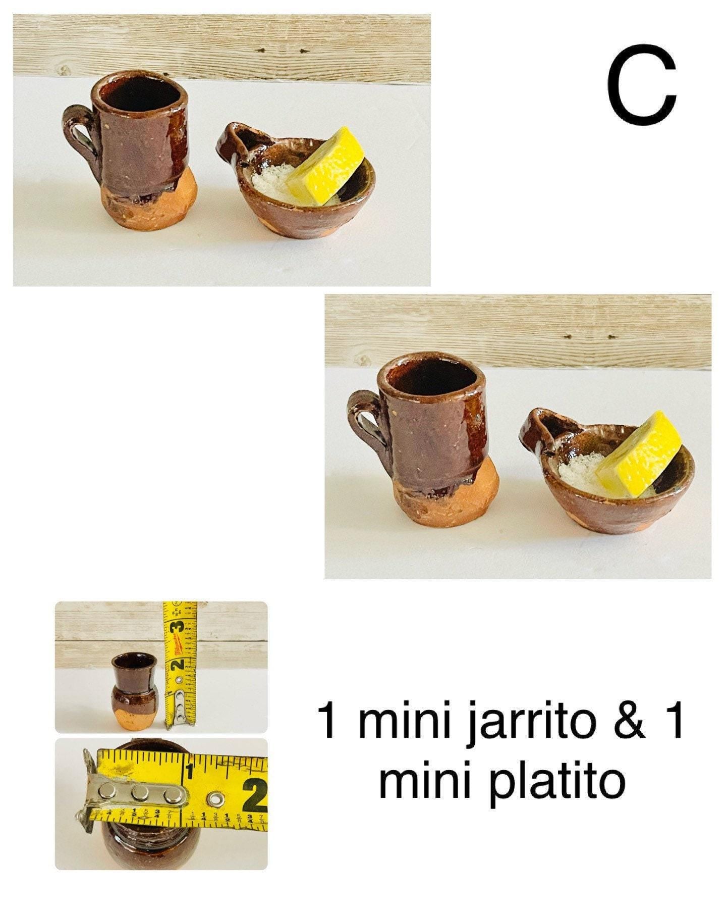 Mini Cantaritos for Tequila Shots with Mini Plates Mini Tequileros Y Cazuelitas de Barro