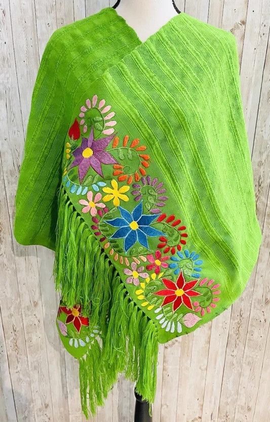Embroidered Handmade Mexican Shawl Reboso Bordado Mexicano