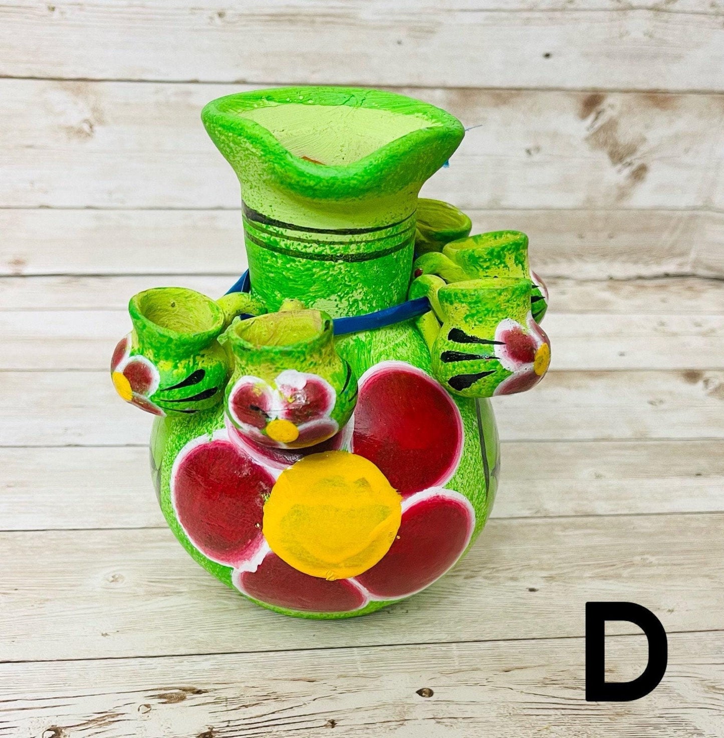 Terra Cotta Mexican Art Pottery Tequilero With 5 Mini Jarritos Licorera Artesanal Mexicana con 5 Mini Jarritos