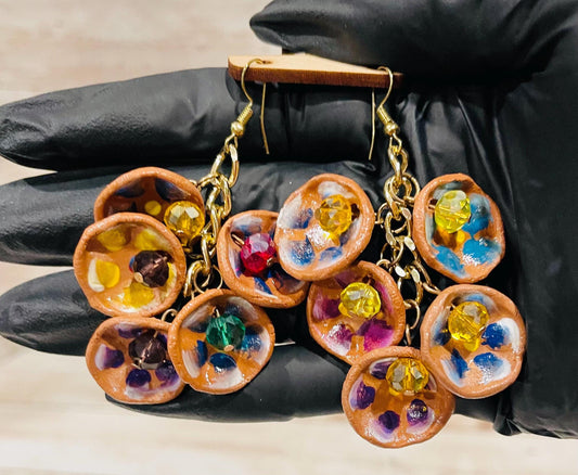 Mexican Artesanal Mini Clay Plate Earrings Aretes Artesanales Mexicanos de Platitos de Barro