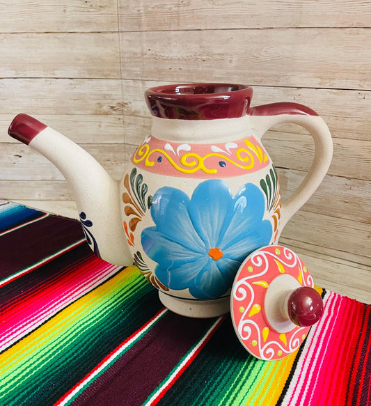 Terra Cotta Mexican Art Pottery CoffeeTea Pot Jarra Lechera Cafetera Artesanal Mexicana Engove