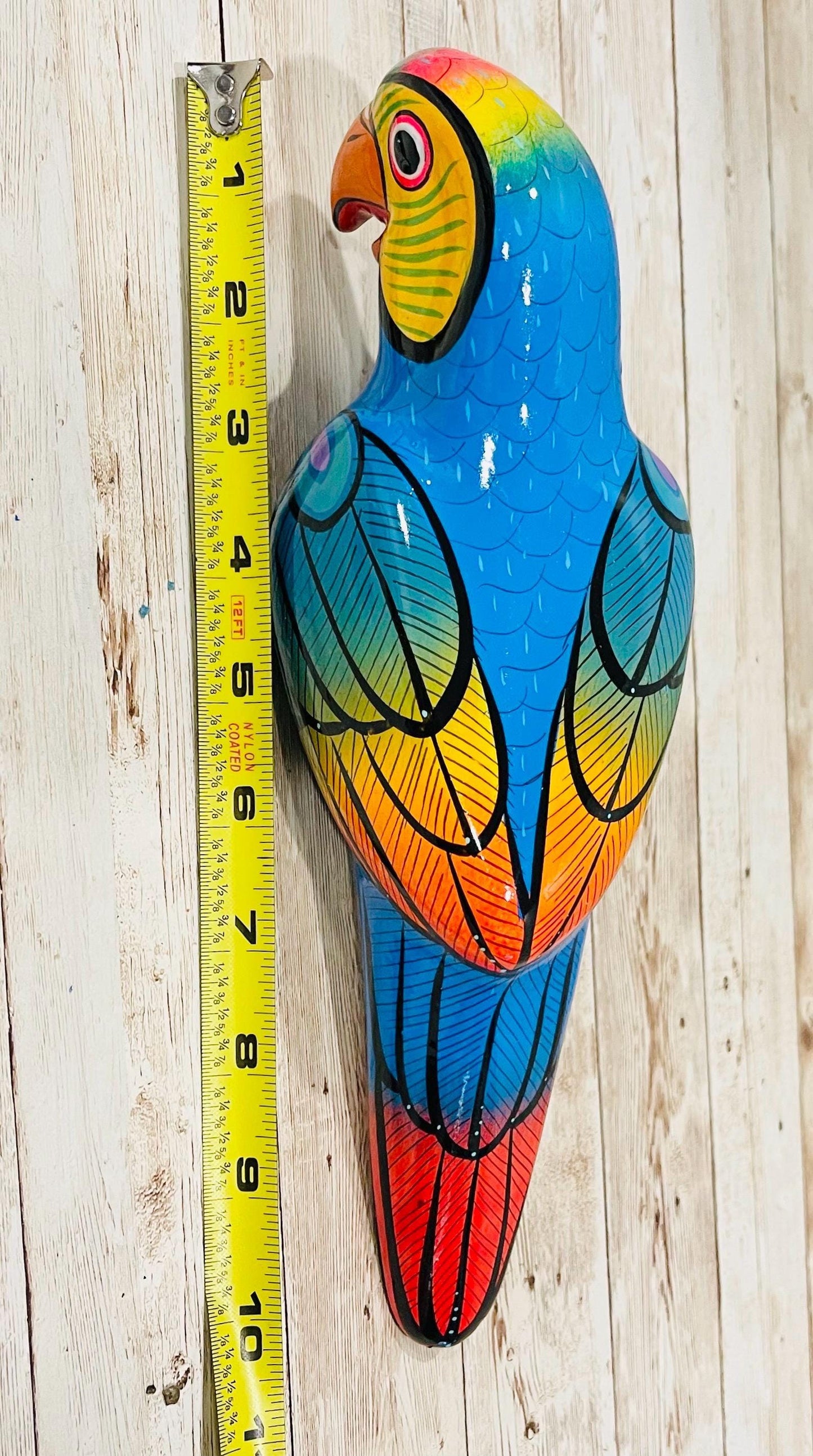 Hanging Exotic Bird in Ring Mexican Pottery Ceramic Pajaro De Cerámica