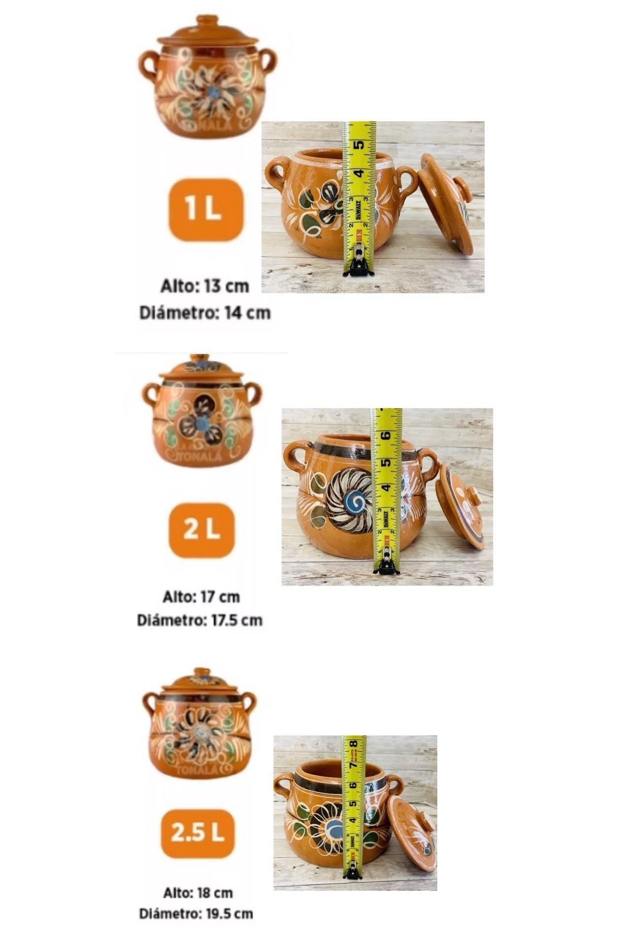 Terra Cota Clay Pot for Beans Soups Olla Tonala de Barro para Caldos Frijoles Sopas