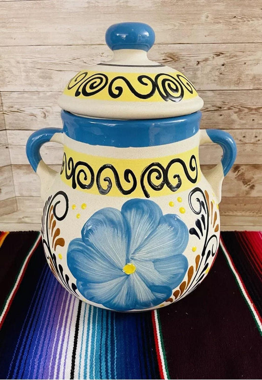 Olla de Barro Frijolera con Tapa Terra Cota Pot with lid Fits Up To 128 Fl. Oz