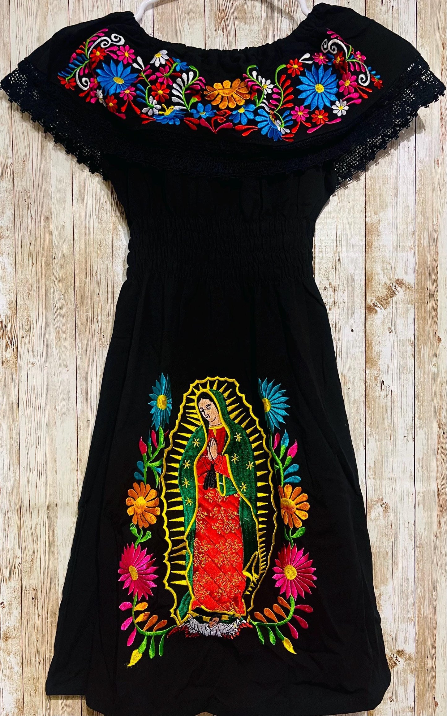 Kids Size Virgin Mary Mexican Embroidered Dress Vestido de Niñas de la Virgen Maria Bordado