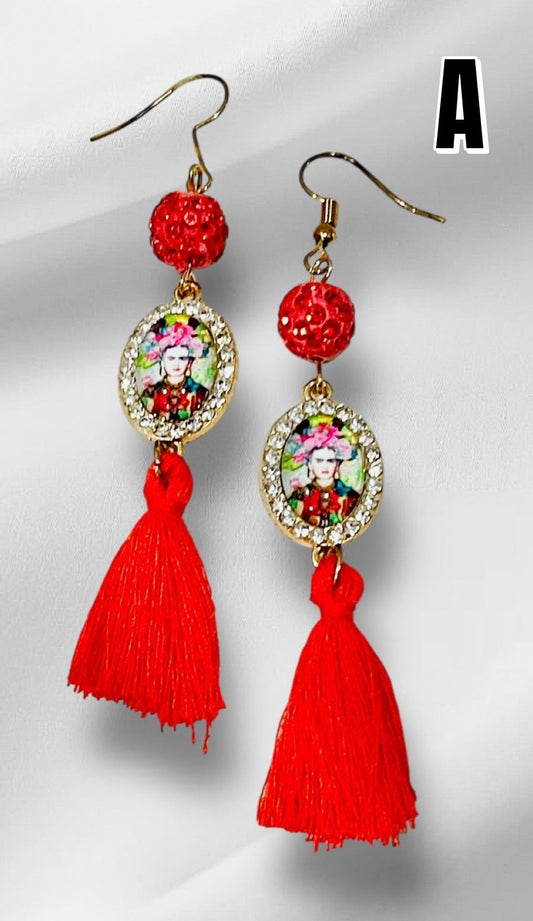 Frida Kahlo Drop Dangle Earrings Aretes de Frida Kahlo