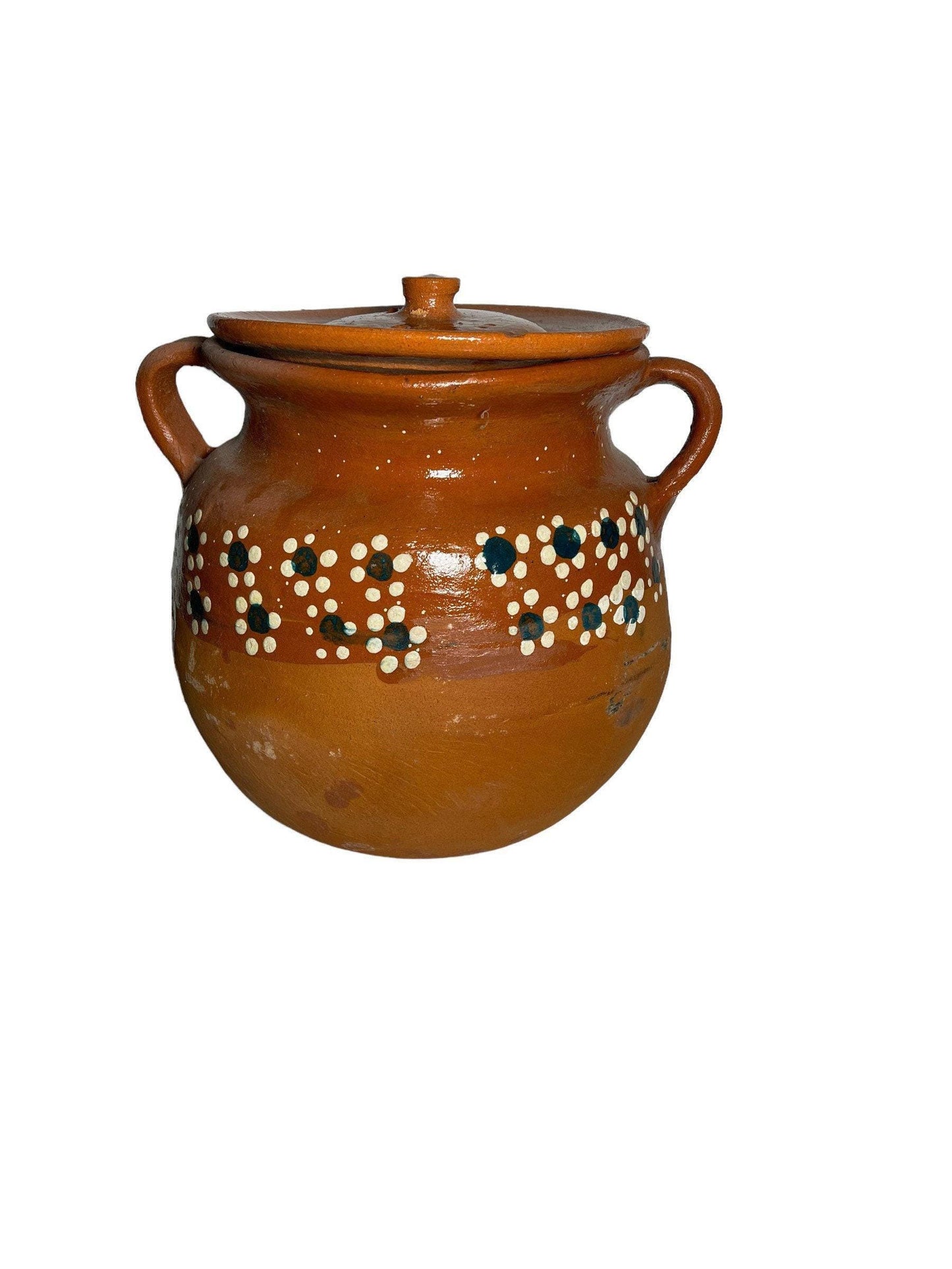 Olla de Barro Decorada con Tapa Clay Pot with lid Fits Up To 2 Kg Terracota Pot