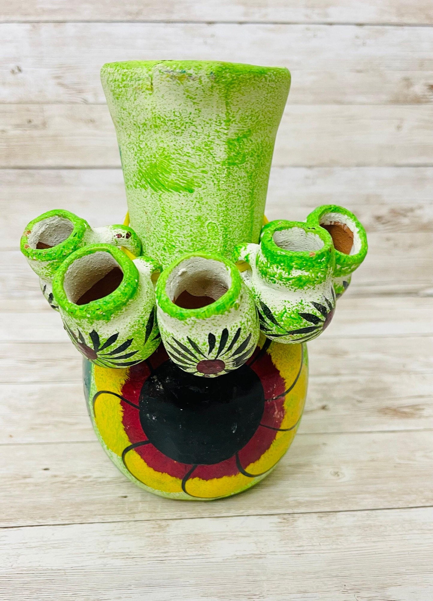 Terra Cotta Mexican Art Pottery Tequilero With 5 Mini Jarritos Licorera Artesanal Mexicana con 5 Mini Jarritos