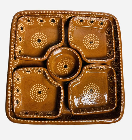 Terracotta Party Platter / Salsero Botanero de Barro 5 Piece