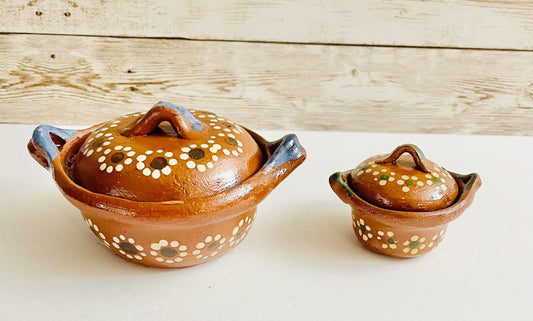 2x Mexican Casseroles 2x Cazuelas de Barro con Tapa