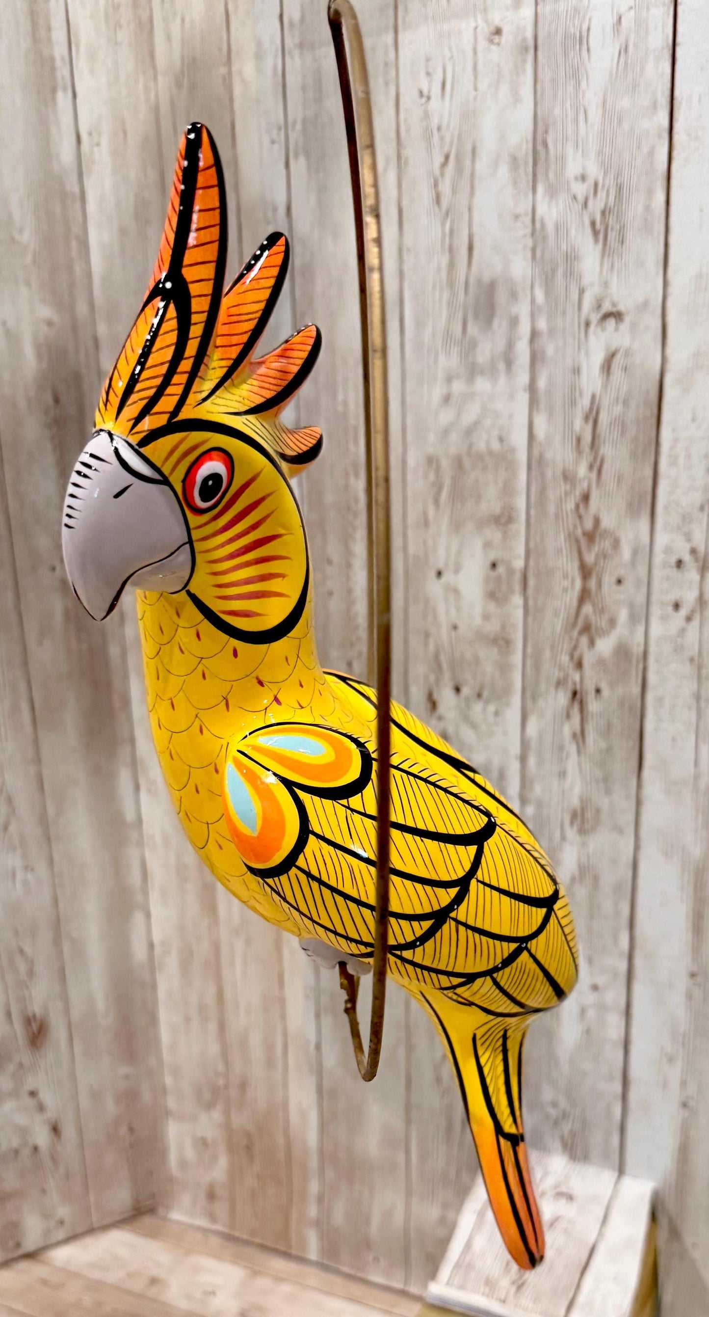 Hanging Exotic Bird in Ring Mexican Pottery Ceramic Pajaro De Cerámica