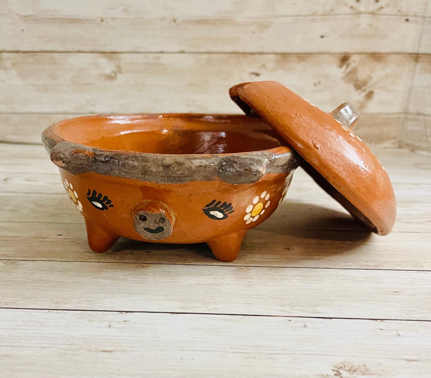 Terra Cotta Mexican Pottery Salsa Pig Bowl with or Without Spoon Salsero de Barro Mexicano con oh sin Cuchara de Barro