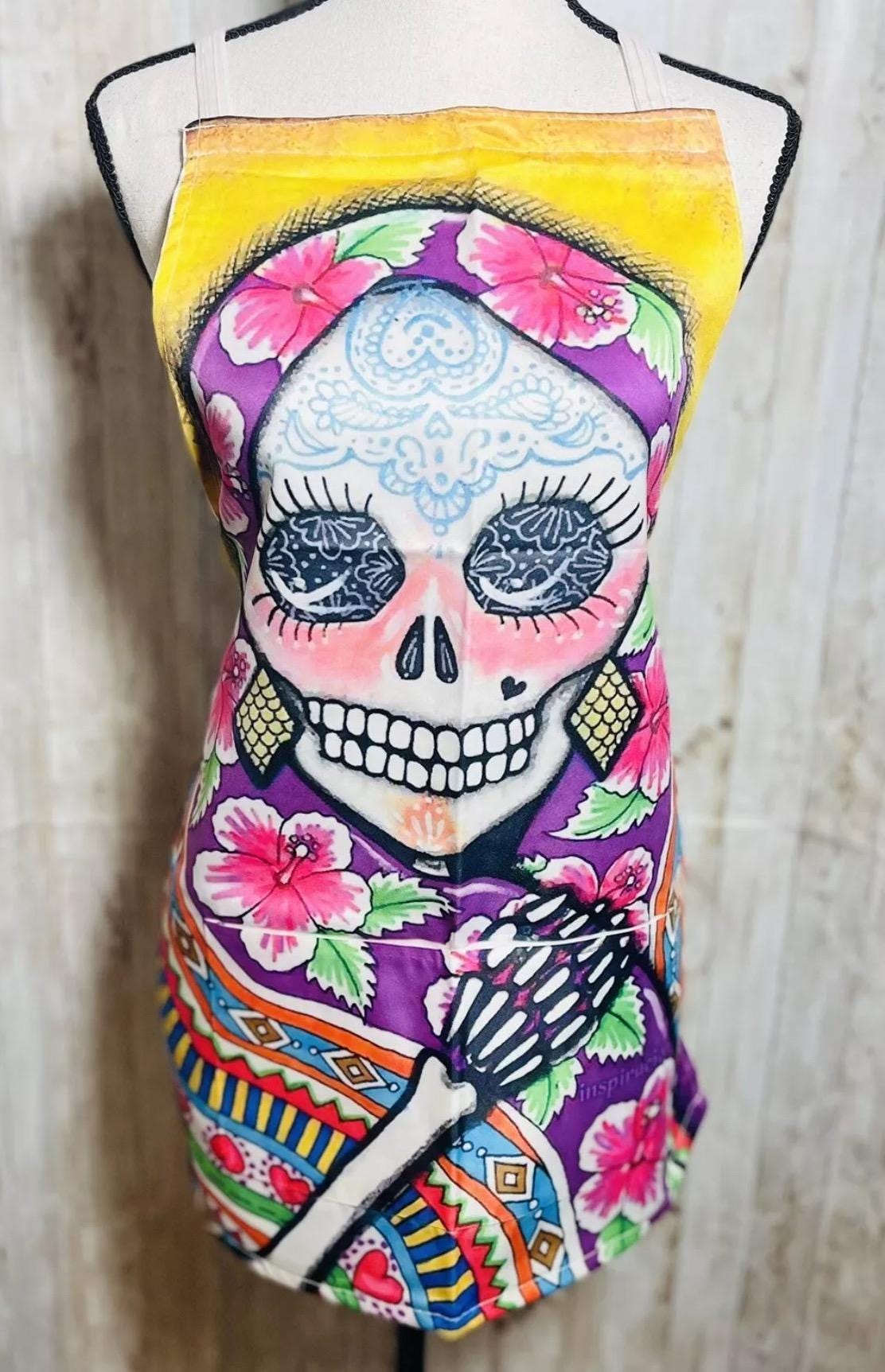 Sugar Skulls Day of the Dead Aprons Mandil de Catrinas Dia De Muertos