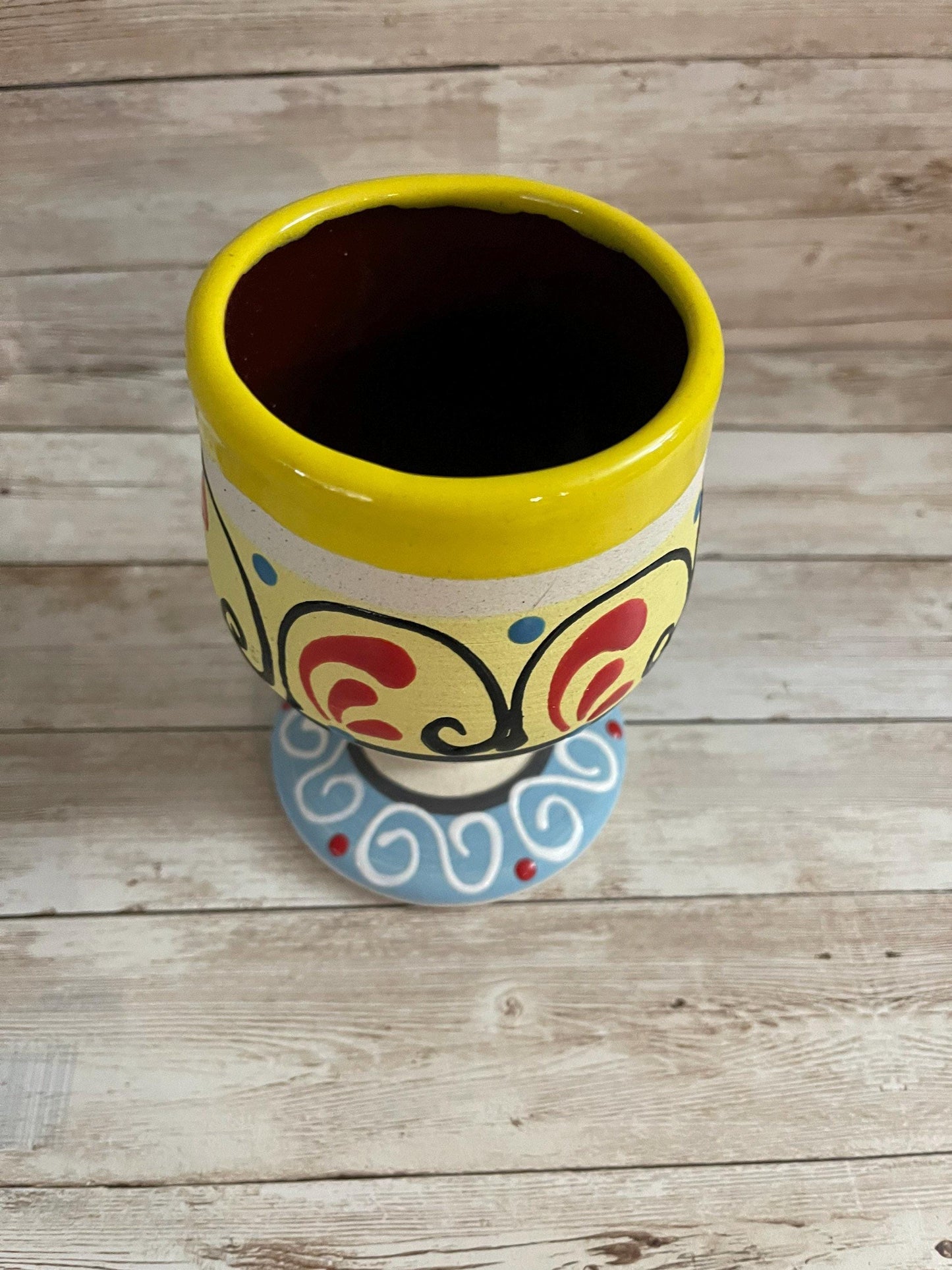 Terra Cota Mexican Wine Cup Copa de Barro Mexicano con Engove