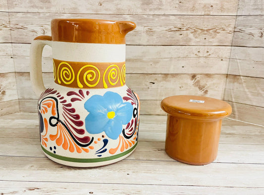 Terra Cotta Mexican Art Pottery CoffeeTea Pot Jarra Lechera Cafetera Artesanal Mexicana Engove