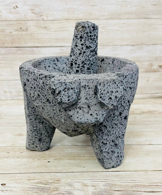 Molcajete/Tejolote Authentic Mexican Mortar & Pestle Made From Lava Rock “Pig”