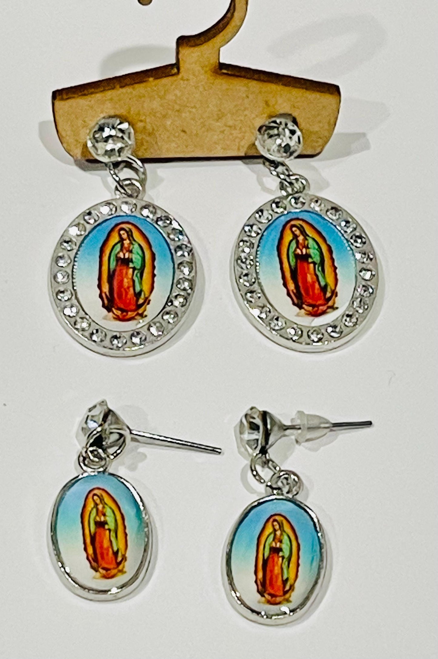 Virgin Mary Stud Earrings Religious Jewelry Aretes de La Virgen de Guadalupe Joyeria Religiosa