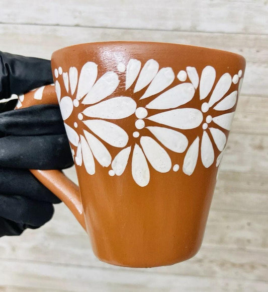 4x Mexican Ceramic Heart Shaped Pottery Cups 4x Tazas de Ceramica Mexicanas en Forma de Corazon