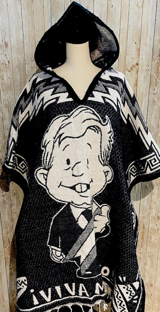 Mexican Poncho Gavan De Amlo Manuel Lopez Obrador con Gorro Mexican PONCHO with Hoodie