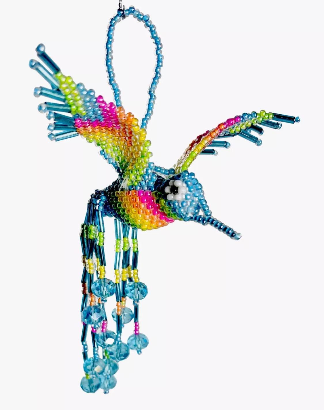 Mexican Chaquira Hummingbird Keychain Ornament Colibrí Hecho en Chaquira