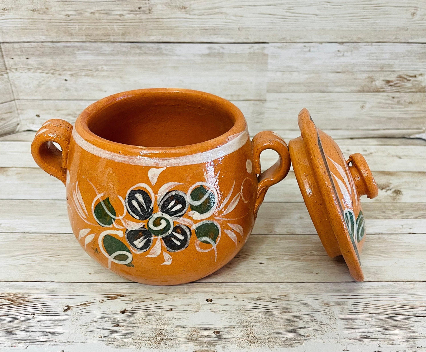 1 Liter Terra Cota Clay Pot for Beans Soups Olla Tonala de Barro para Caldos Frijoles Sopas 1 Litro