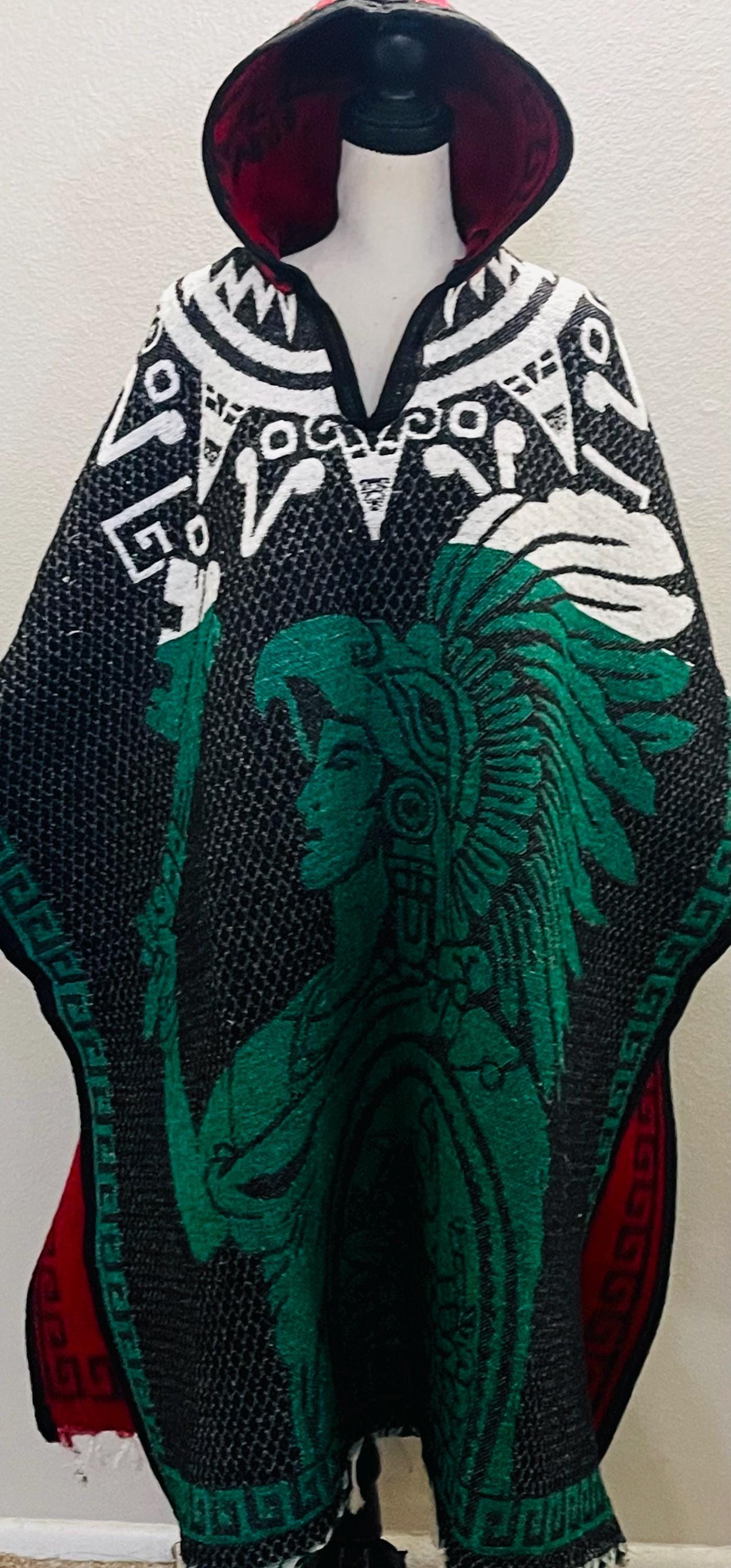 Mexican Poncho Aztec Calendar Poncho Gavan Calendario Azteca con Amor Eterno