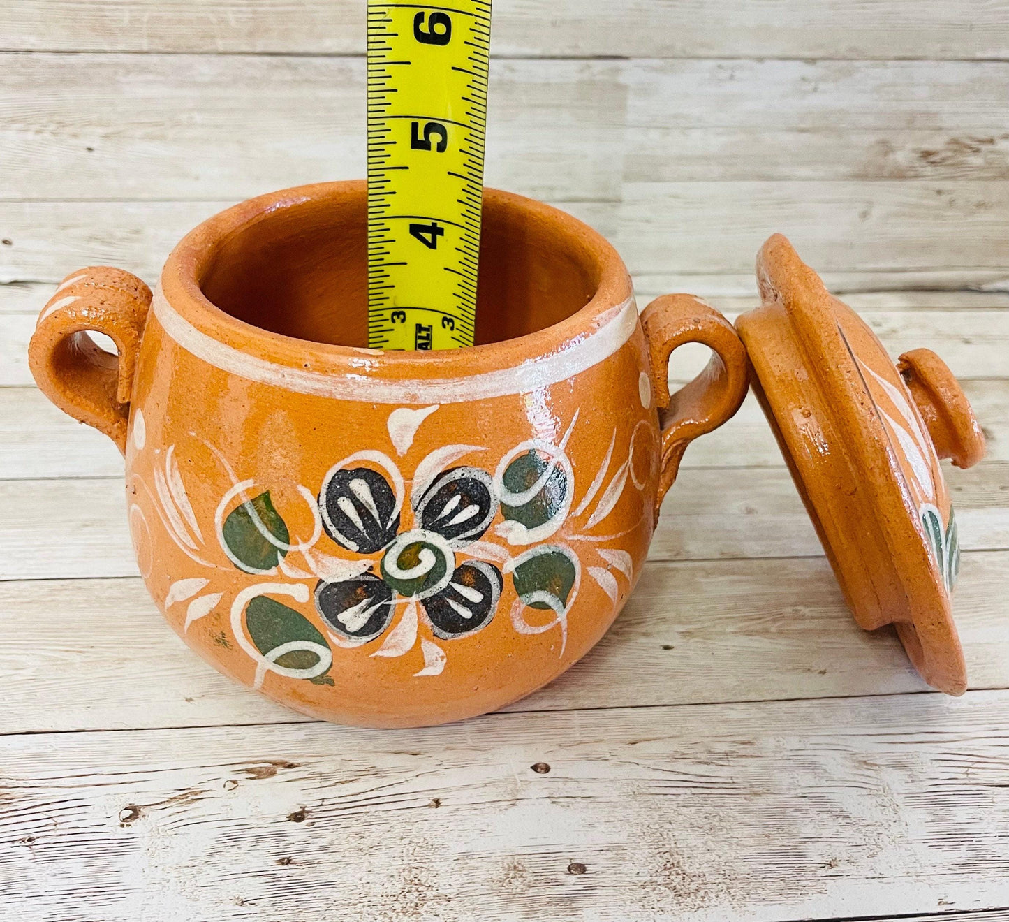1 Liter Terra Cota Clay Pot for Beans Soups Olla Tonala de Barro para Caldos Frijoles Sopas 1 Litro