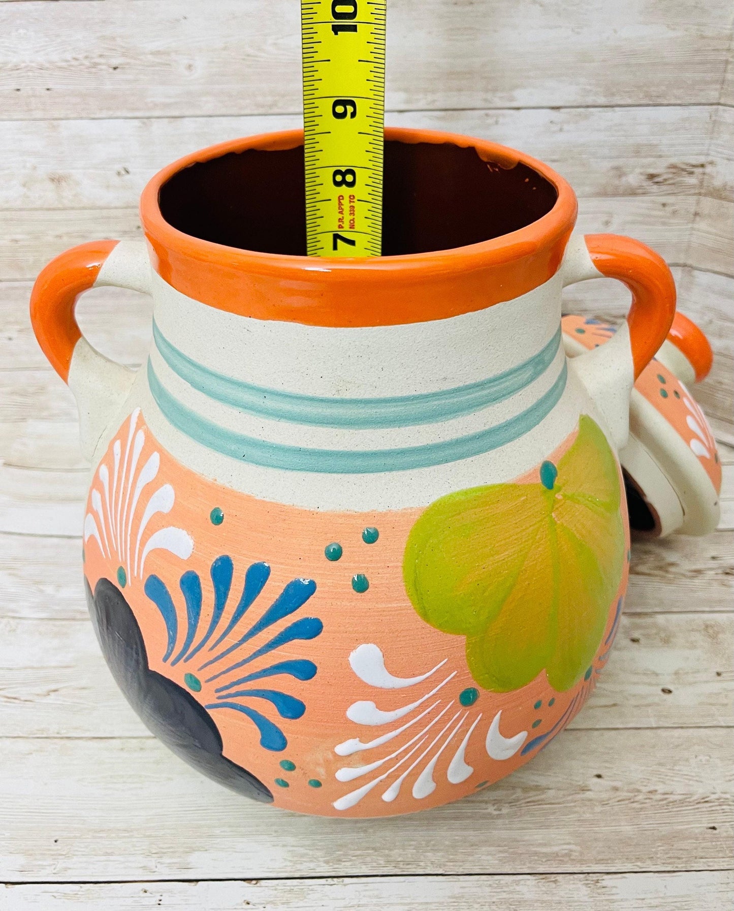 Olla de Barro Frijolera con Tapa Terra Cota Pot with lid Fits Up To 128 Fl. Oz