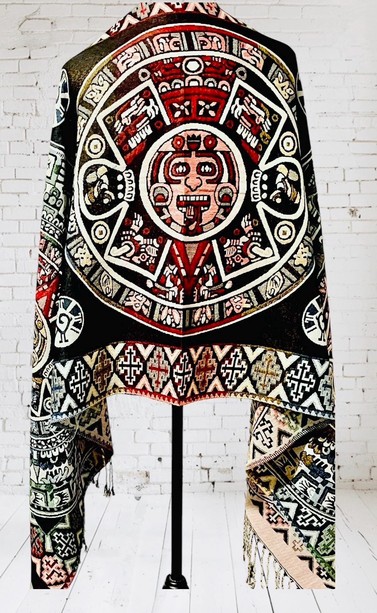 Maya Calendar Mexican Thin Shawl Wrap Reboso Mexicano de Calendario Maya/Azteca Delgado