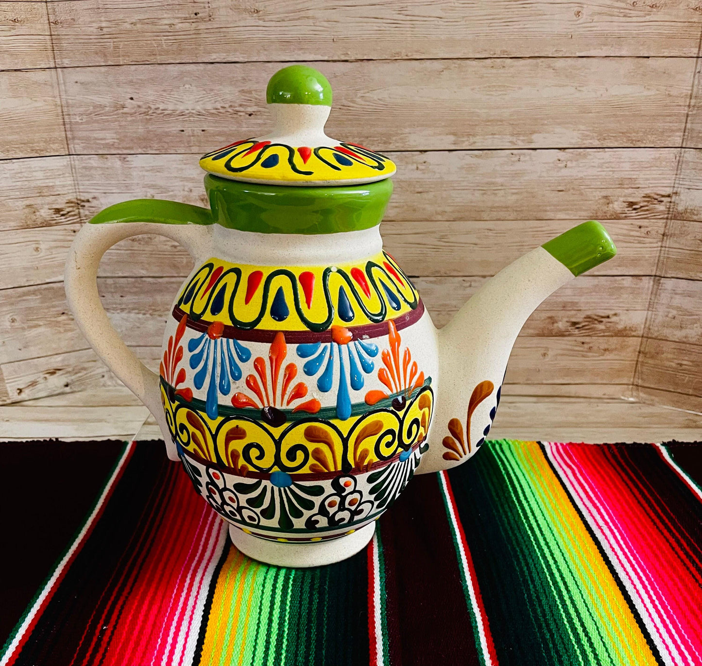 Terra Cotta Mexican Art Pottery CoffeeTea Pot Jarra Lechera Cafetera Artesanal Mexicana Engove
