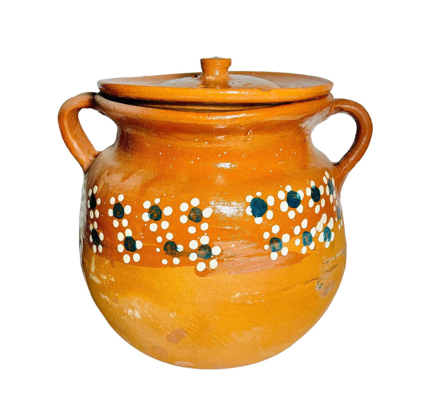 Olla de Barro Decorada con Tapa Clay Pot with lid Fits Up To 2 Kg Terracota Pot