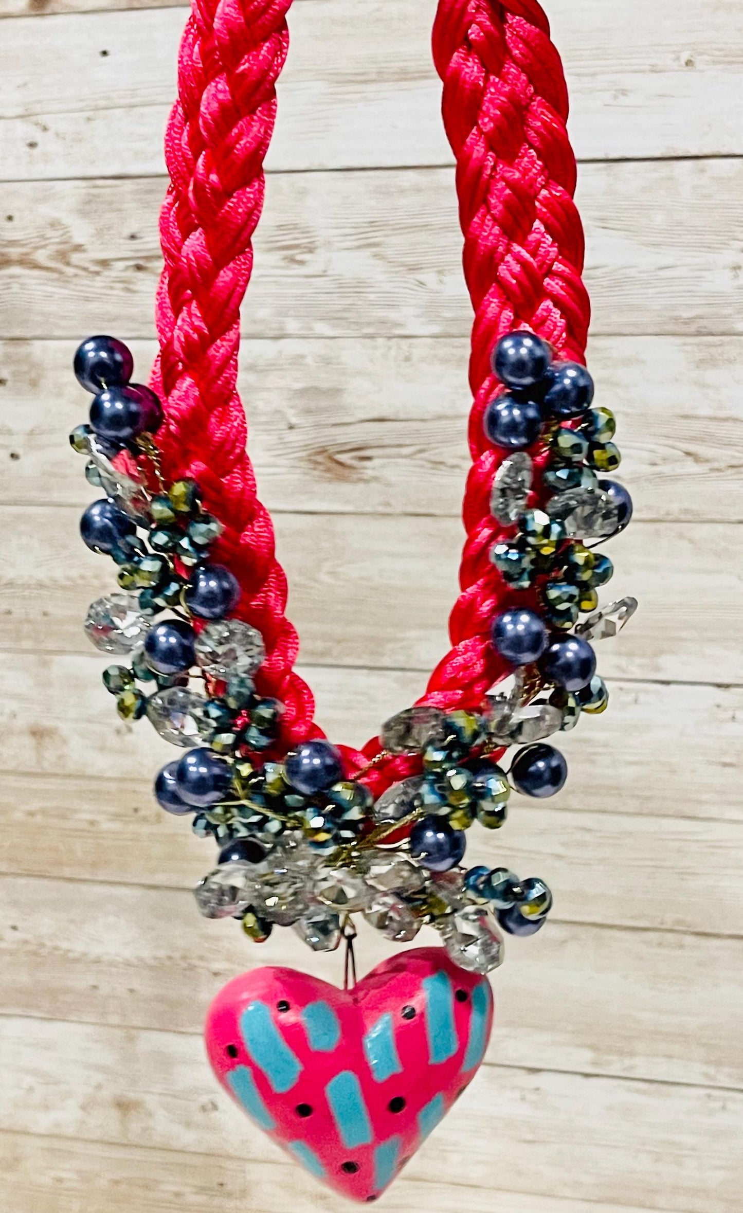Mexican Artesanal Palm Leaf Heart Shaped Necklace Collar Artesanal Mexicano de Corazon
