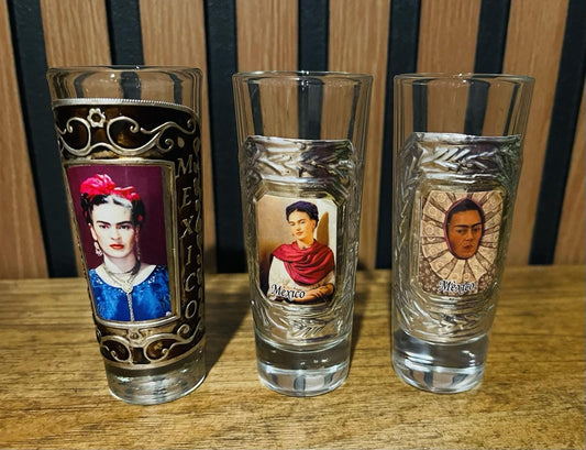 3 Frida Kahlo Mexican Tequila Glass Shot Cups 3 Vasos Tequileros De Frida Kahlo