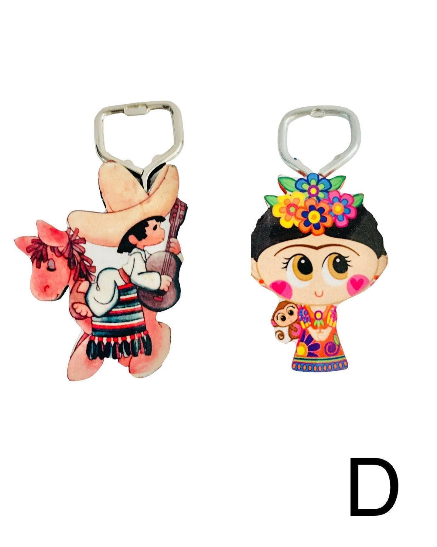 Mexican Wood Magnet Bottle Openers Lele Destapadores Imanes de Botella Muñeca Lele y Charros