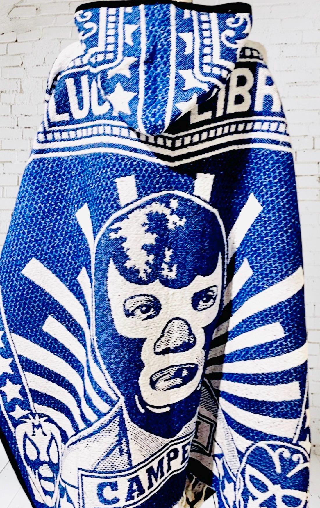 Mexican Poncho Gavan de Lucha Libre El Santo y Blue Demon