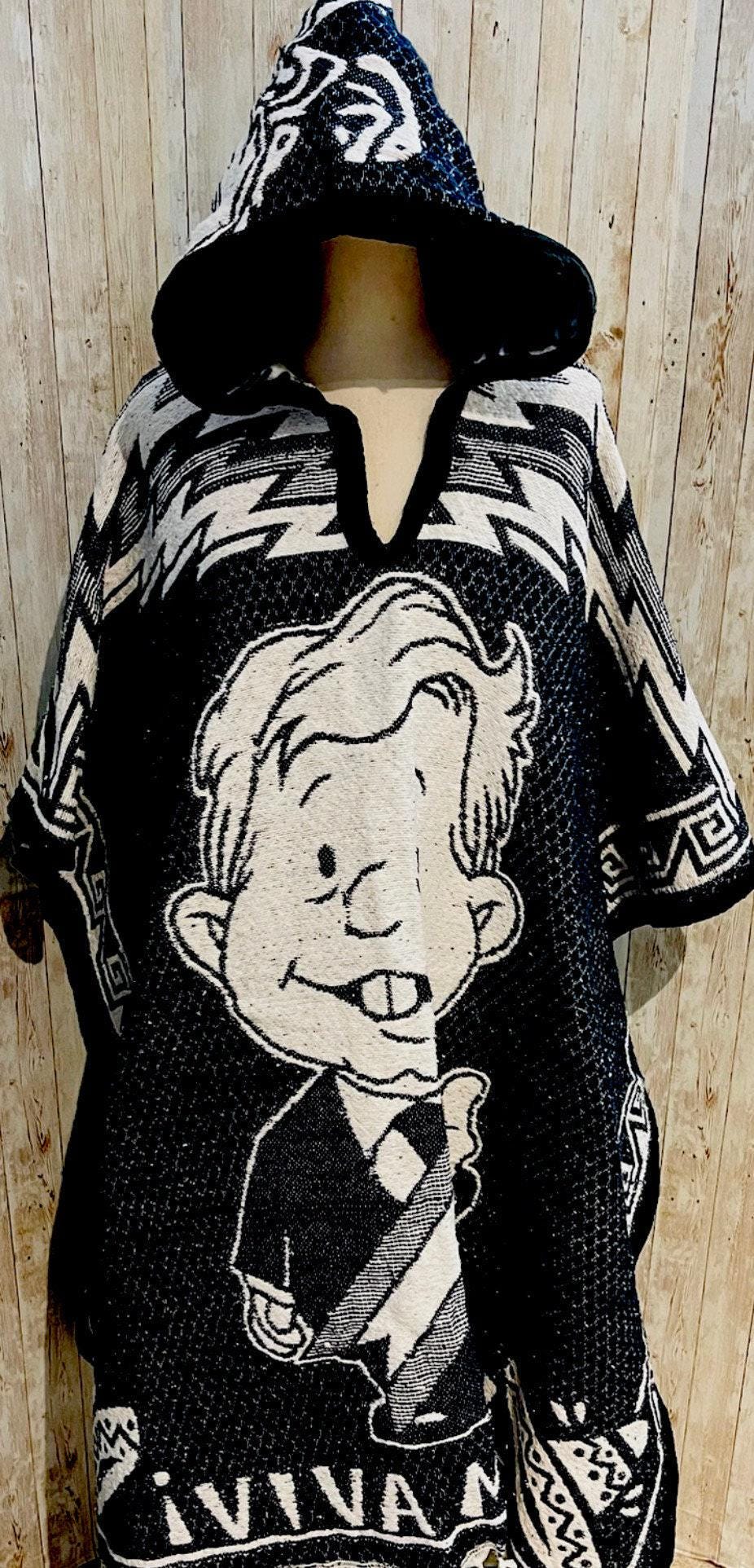 Mexican Poncho Gavan De Amlo Manuel Lopez Obrador con Gorro Mexican PONCHO with Hoodie