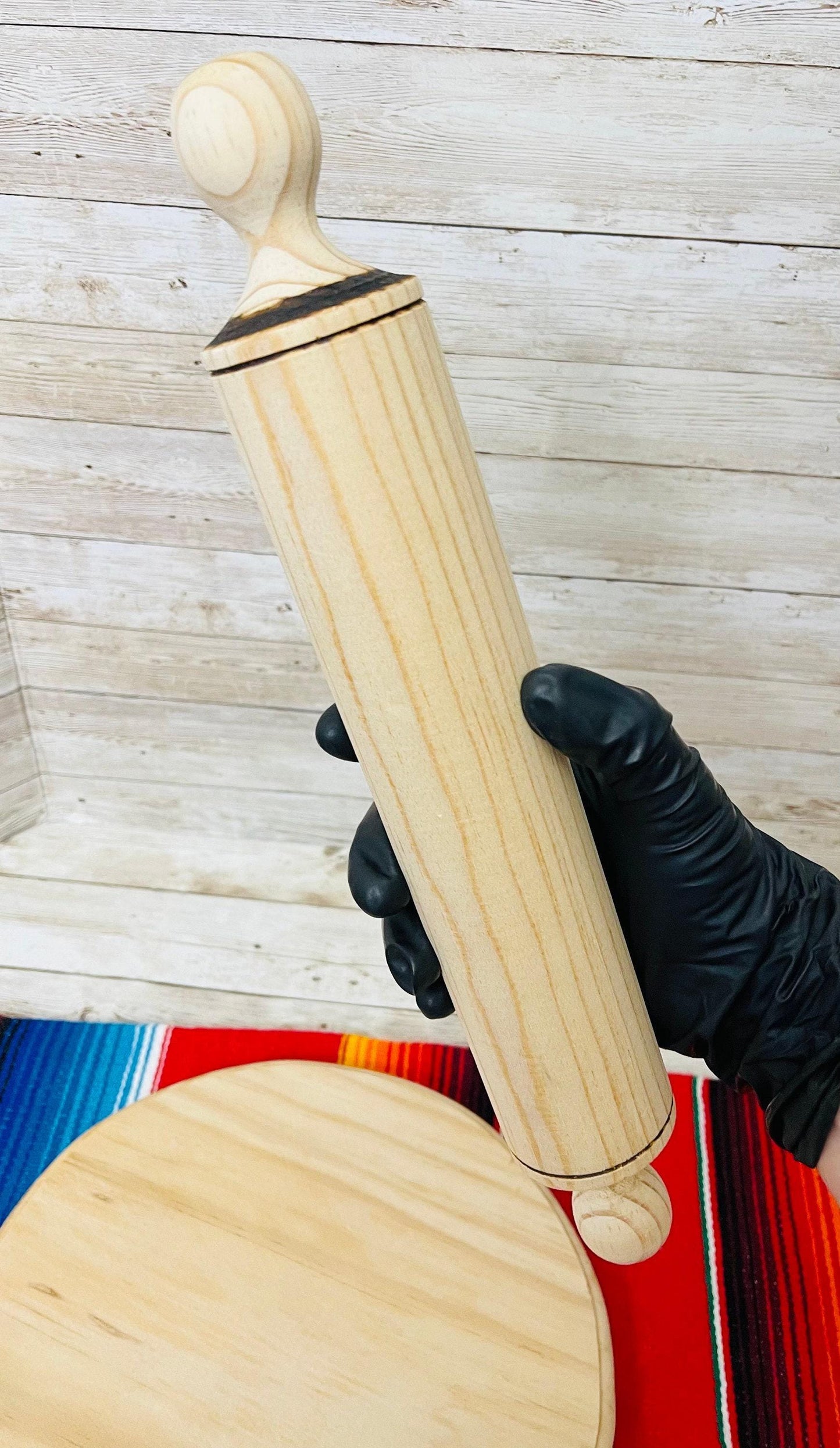 Mexican Wood Rolling Pin & Board Palote Rodillo Mexicano Para Amazar Con Su Tabla