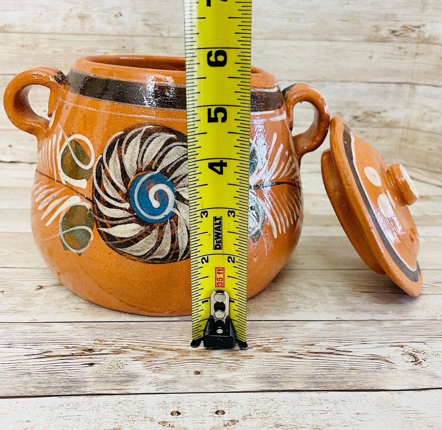 2 Liter Terra Cota Clay Pot for Beans Soups Olla Tonala de Barro para Caldos Frijoles Sopas 2 Litros