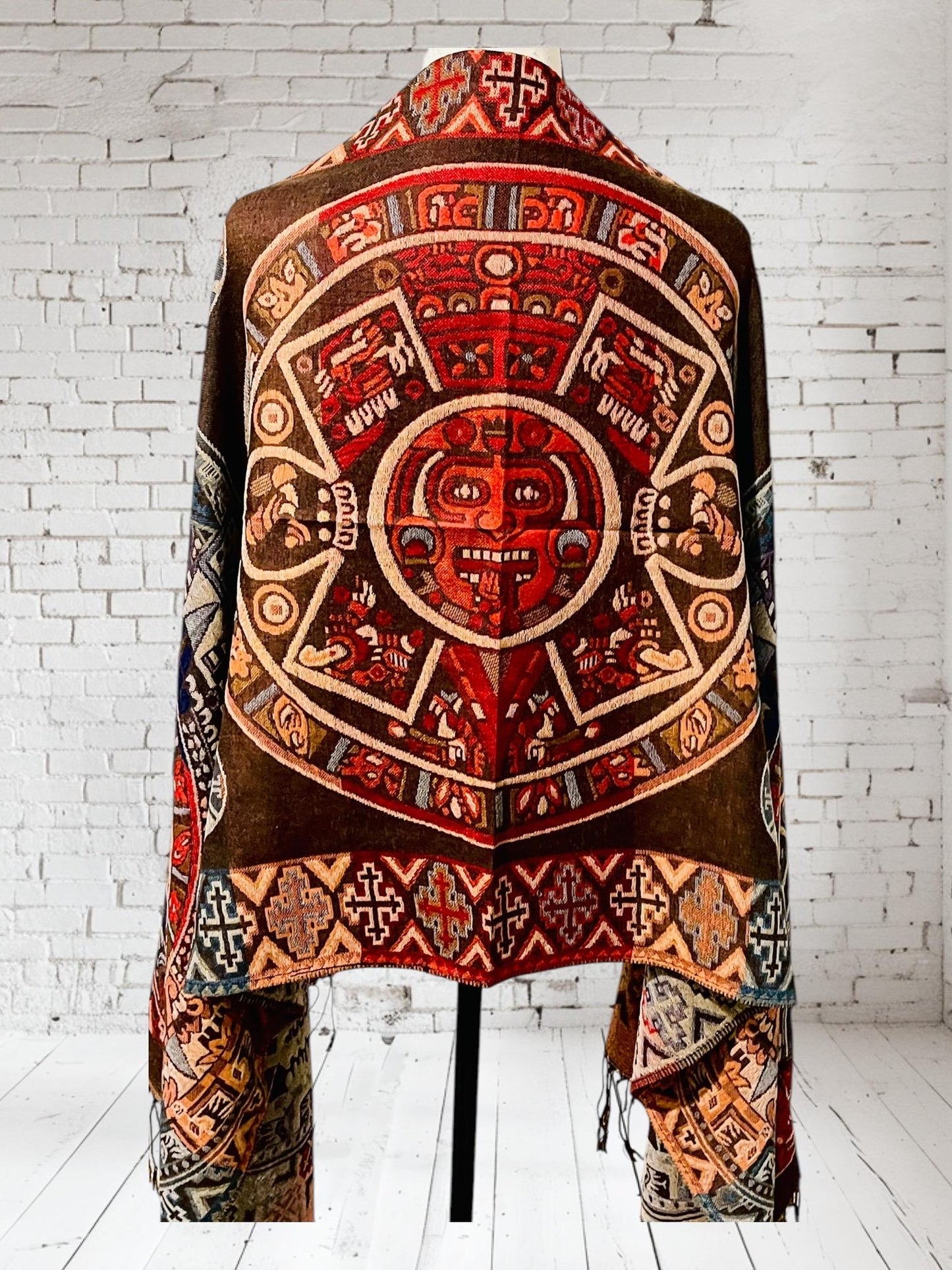 Maya Calendar Mexican Thin Shawl Wrap Reboso Mexicano de Calendario Maya/Azteca Delgado