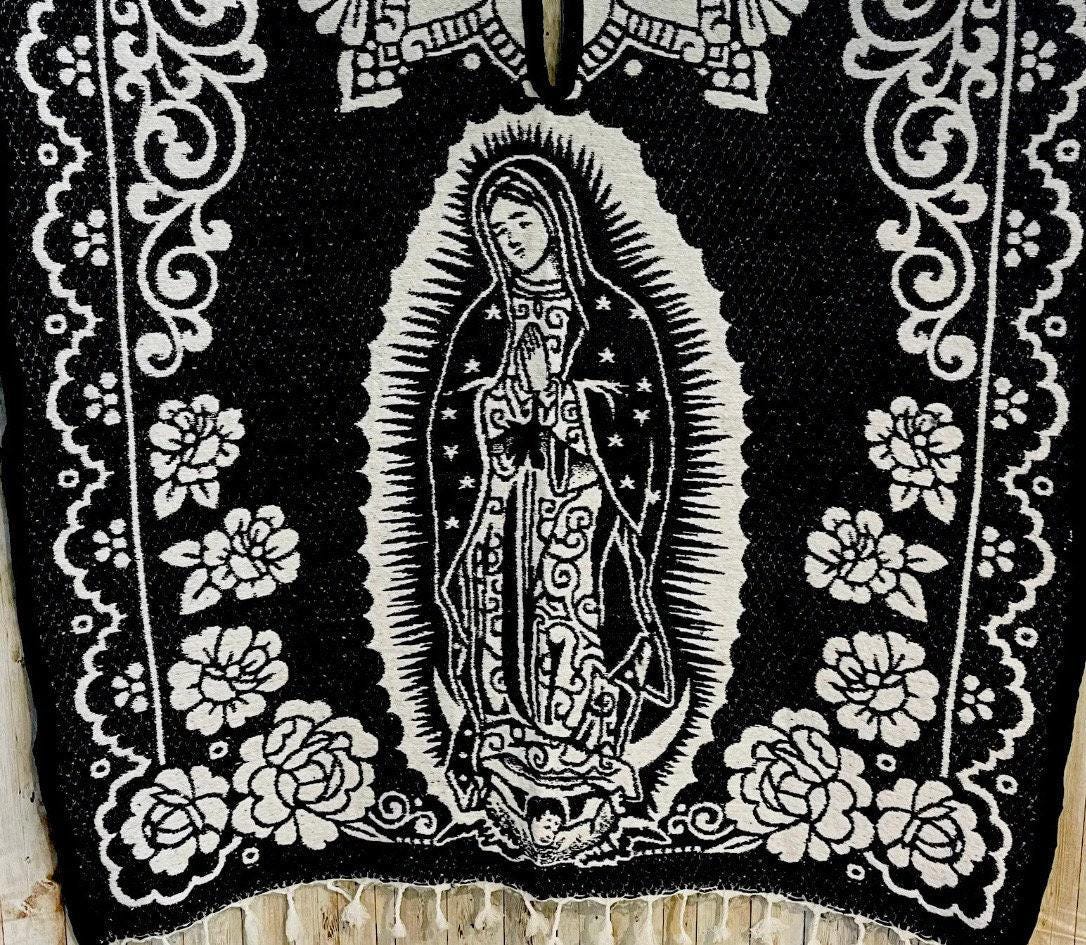 Mexican Poncho Of Virgin Mary and St. Jude Sarape Poncho De La Virgen Maria Y San Judas Tadeo