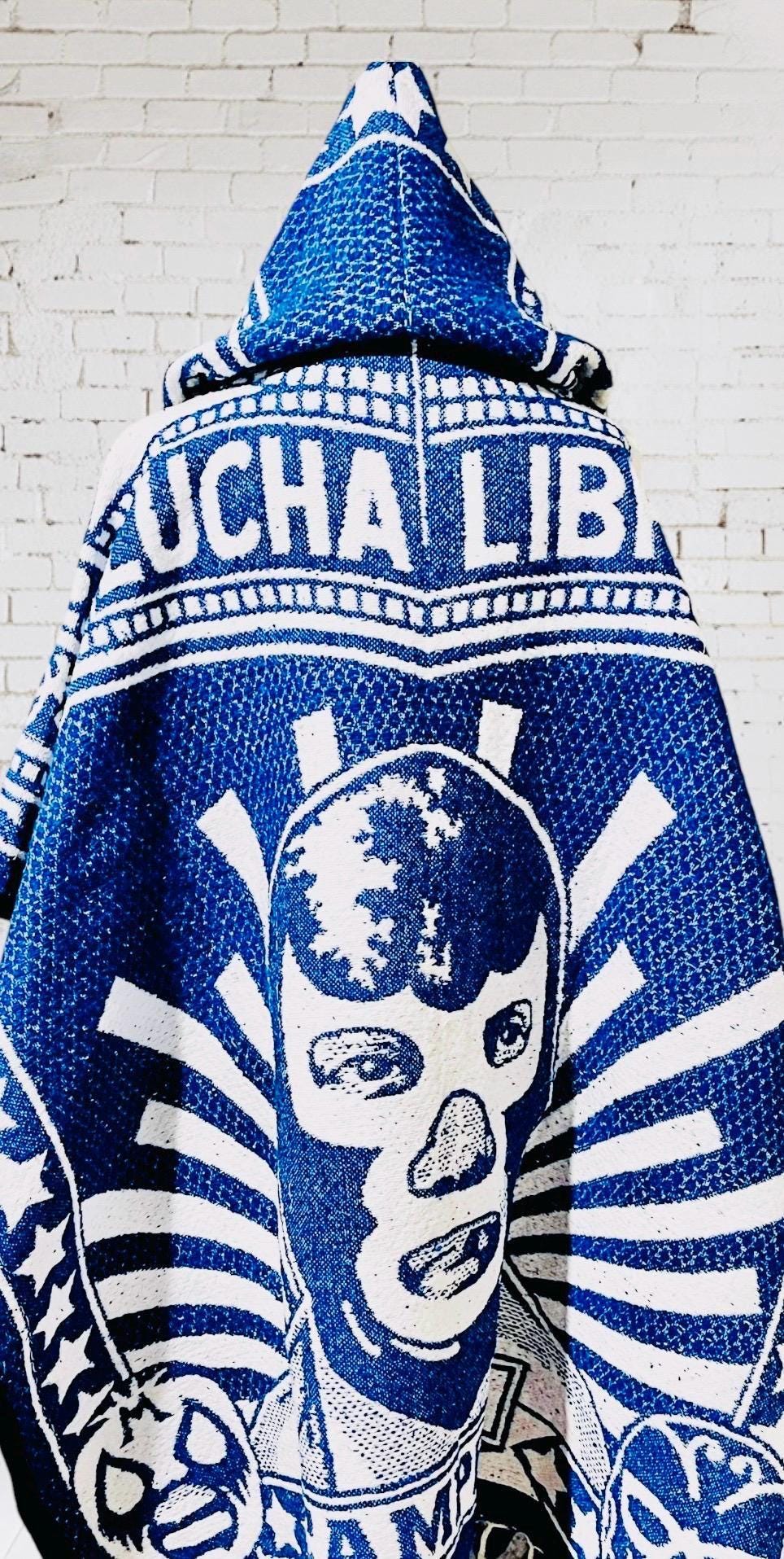 Mexican Poncho Gavan de Lucha Libre El Santo y Blue Demon