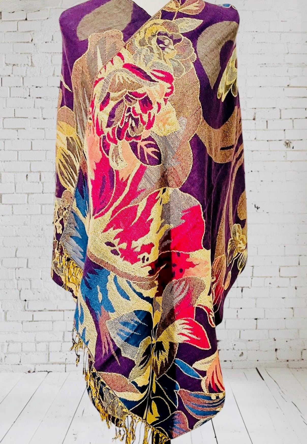 Artesenal Hummingbird Thin Shawl Wrap Reboso Pashima Artesanal Mexicano Delgado de Colibri