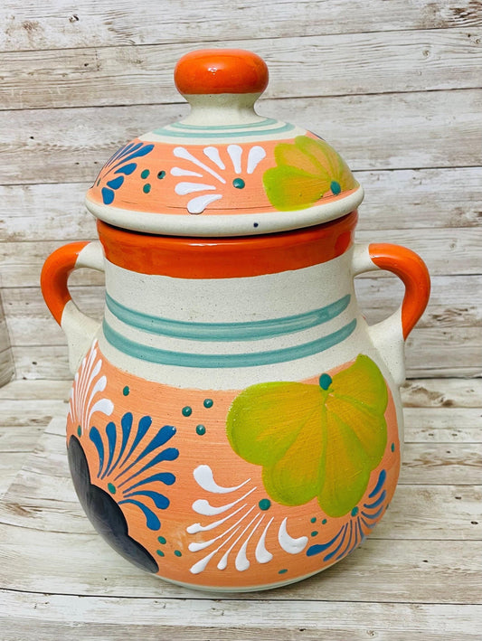 Olla de Barro Frijolera con Tapa Terra Cota Pot with lid Fits Up To 128 Fl. Oz