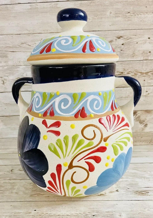 Olla de Barro Frijolera con Tapa Terra Cota Pot with lid Fits Up To 128 Fl. Oz