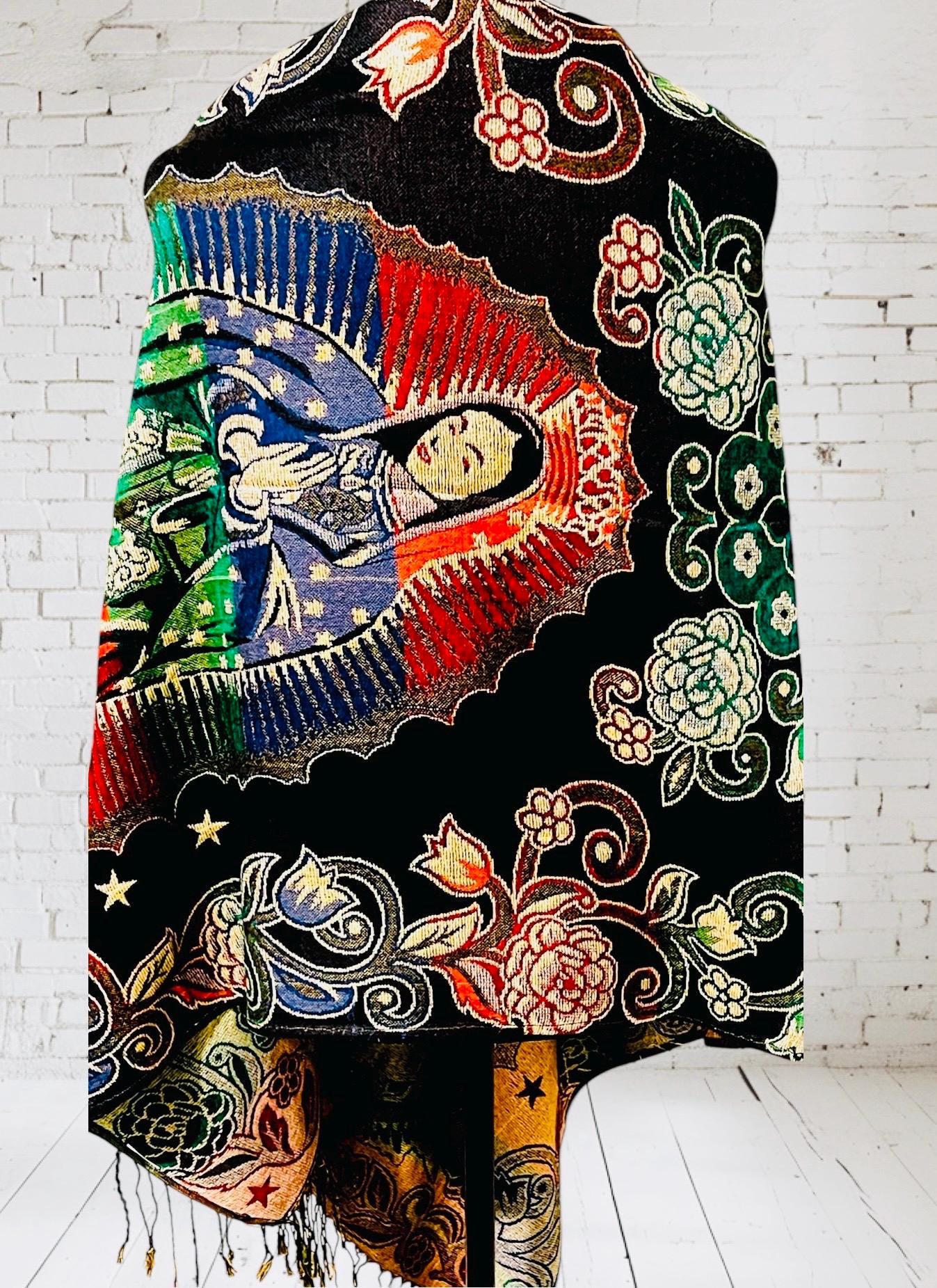 Mexican Thin Virgin Mary Mexican Shawl Pashima Reboso Wrap Reboso de La Virgen Maria Delgado