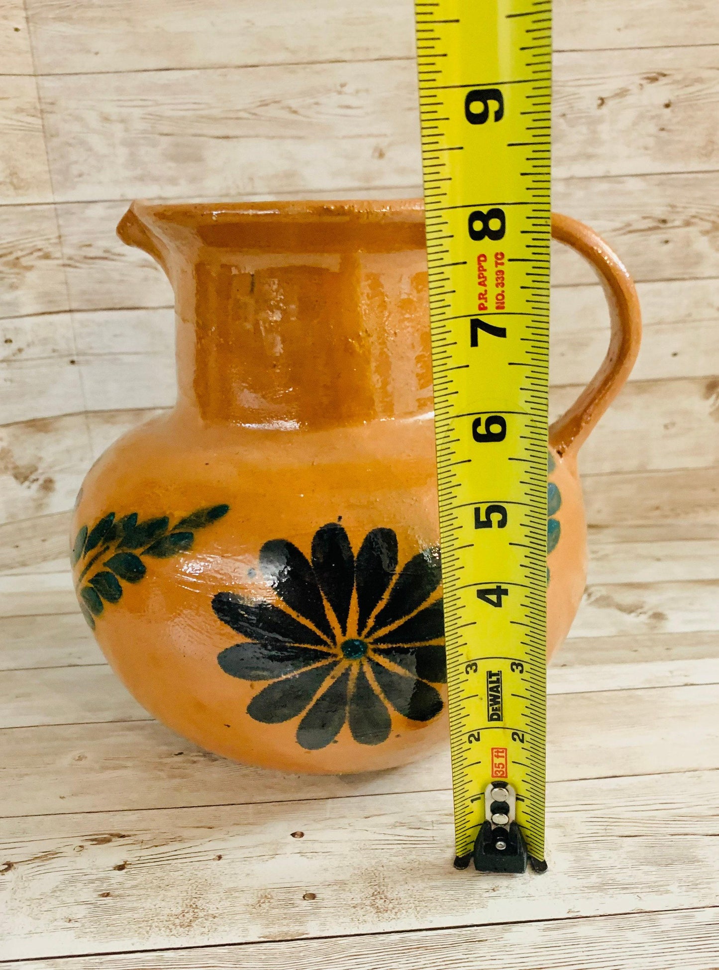 Terra Cotta Mexican Art Pottery Pitcher Jarra Artesanal Mexicana de Barro