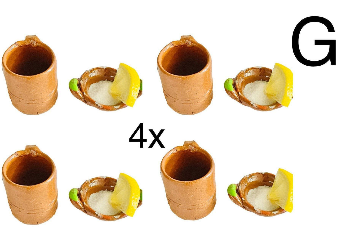 Mini Cantaritos for Tequila Shots with Mini Plates Mini Tequileros Y Cazuelitas de Barro